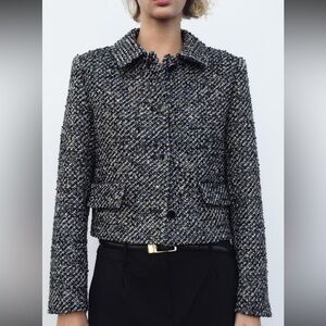 New ZARA Sequined Tweed Jacket